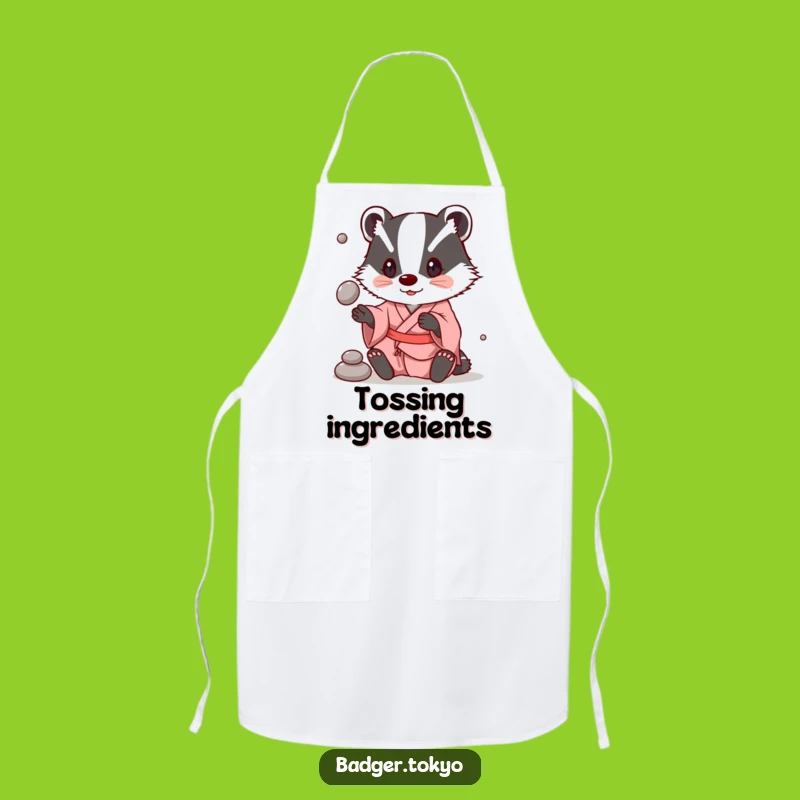 Funny Badger Juggling Kimono Apron - Playful Kitchen Pro, Funniest Kitchen Gift