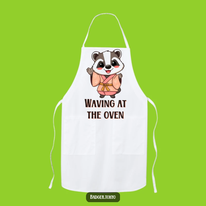 Funny Happy Badger Kimono Apron: Friendly Chef, Kitchen Cheer, Perfect Funny Gift