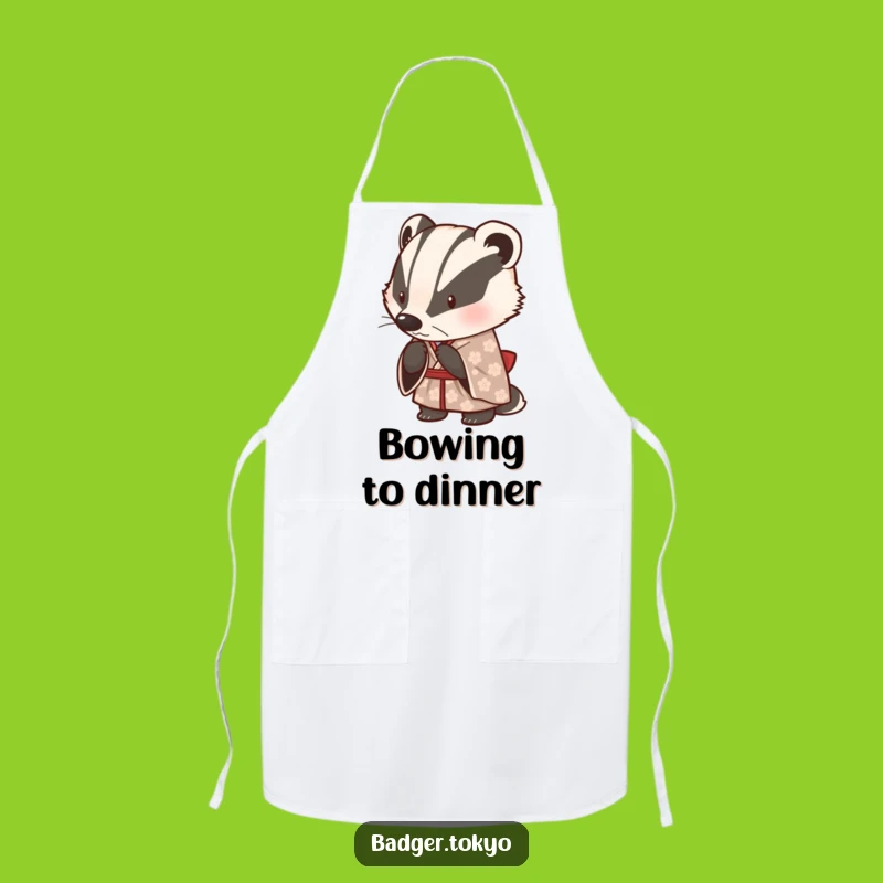 Funny Kitchen Apron: Cute Badger Kimono Bow - Chef's Delight