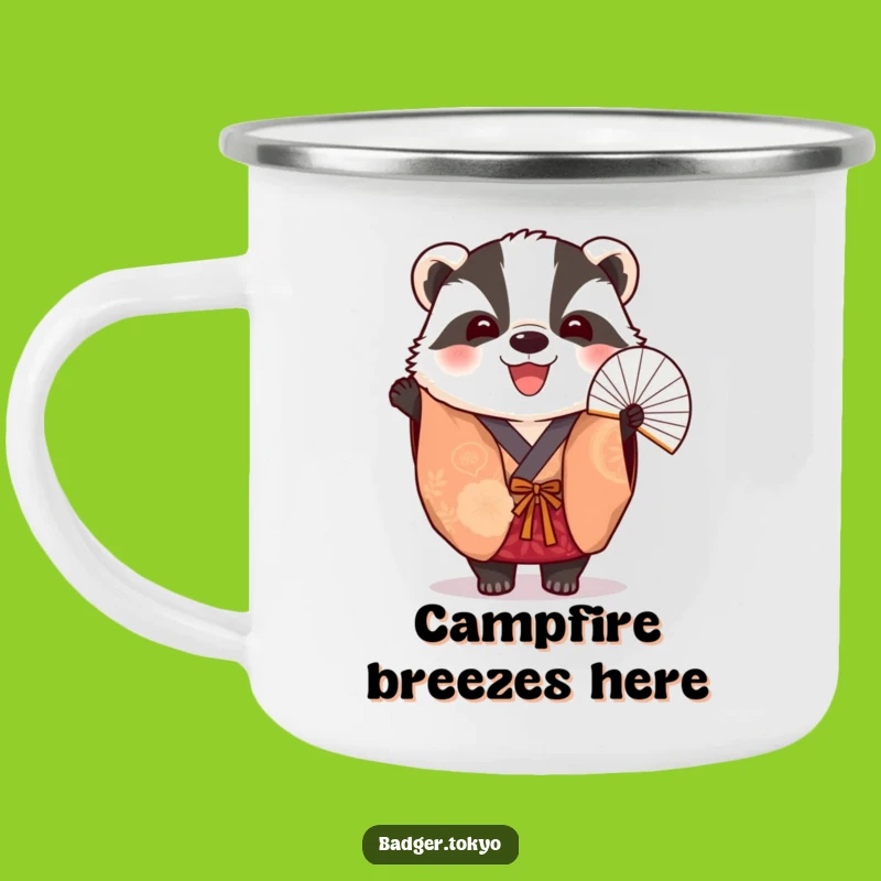 Funny Badger Fan Kimono Camping Mug - Cheerful Camp Companion, Great Funny Gift