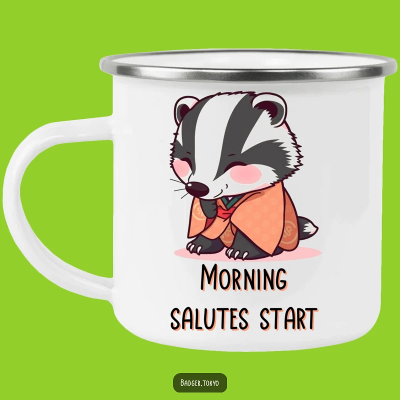 Funny Badger Bowing Kimono Camping Mug - Respectful Camp Companion, Great Funny Gift