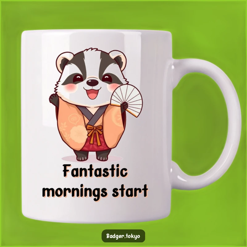 Funny Badger Fan Kimono Mug - Cheerful Dancer, Perfect Funny Gift