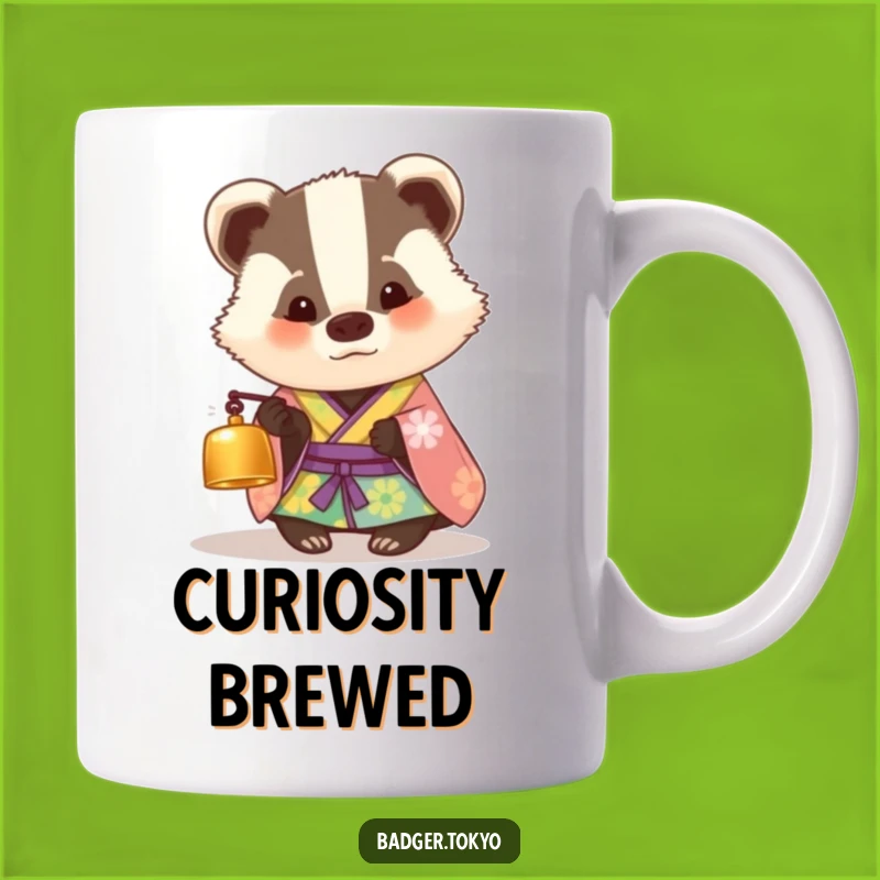Funny Curious Badger Kimono Mug - Whimsical Bell Gift