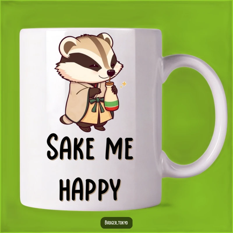 Funny Sake Badger Kimono Mug - Playful Celebration Gift