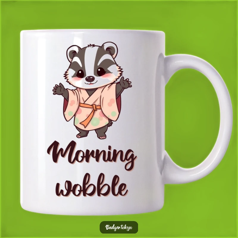 Funny Wobbly Badger Kimono Mug - Playful Balance Gift