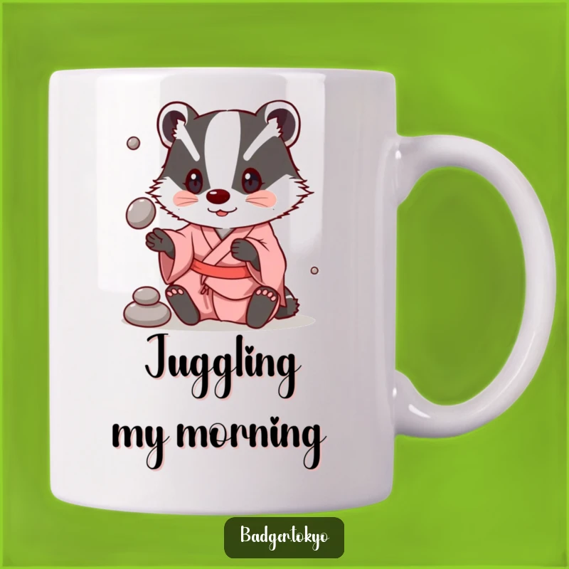 Funny Badger Juggling Kimono Mug - Playful Skill Show, Perfect Funny Gift