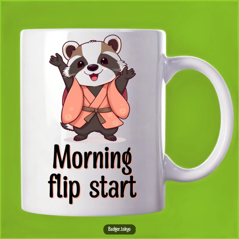 Funny Somersault Badger Kimono Mug: Playful Acrobat, Perfect Funny Gift Idea