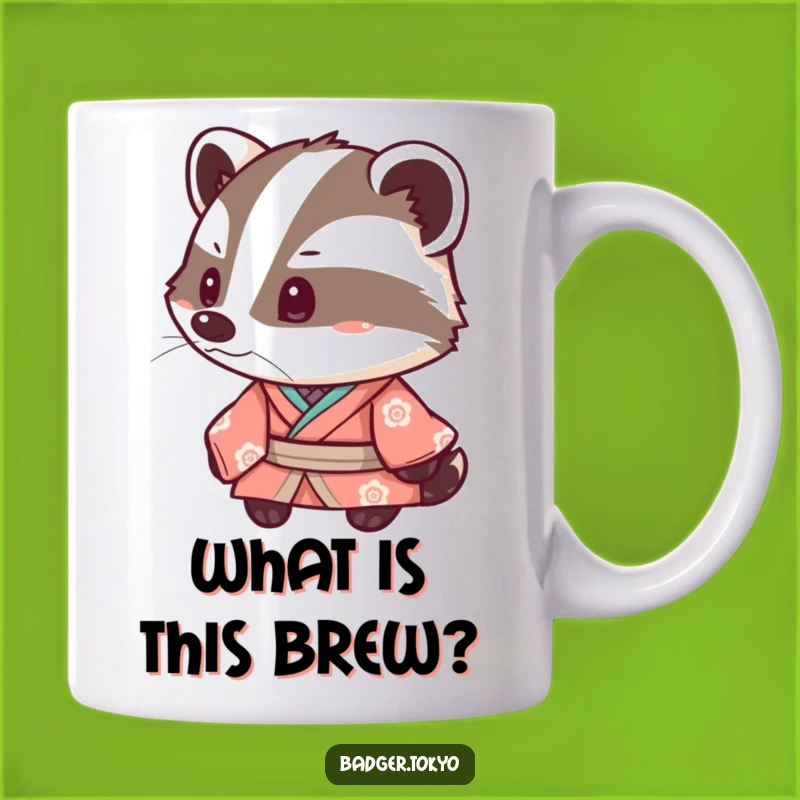 Funny Kawaii Badger Kimono Mug: Inquisitive Expression, Perfect Funny Gift Idea