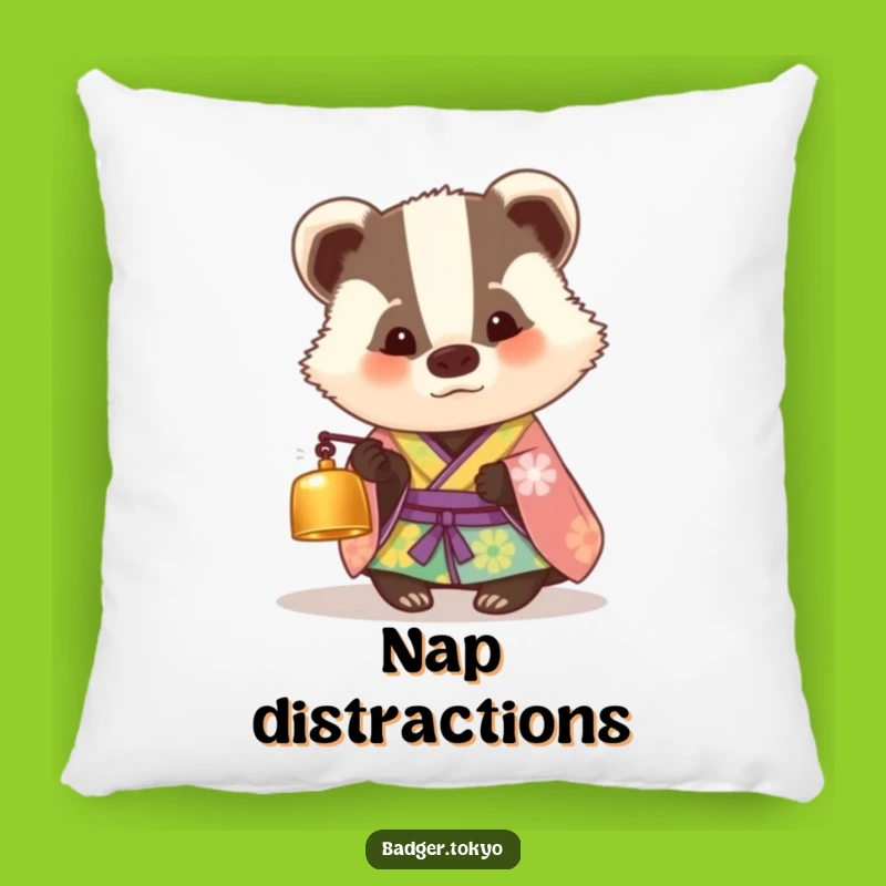 Funny Accent Pillow: Curious Badger Kimono - Cozy Mystery