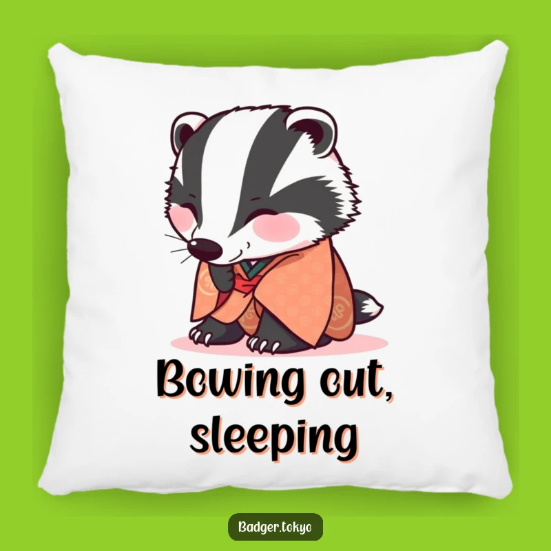 Funny Badger Bowing Kimono Pillow - Soft Politeness Cushion, Adorable Funny Gift
