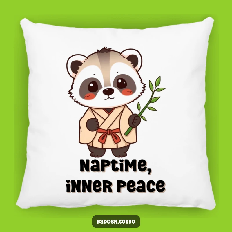Funny Kawaii Badger Bamboo Pillow - Cozy Zen Cushion Gift