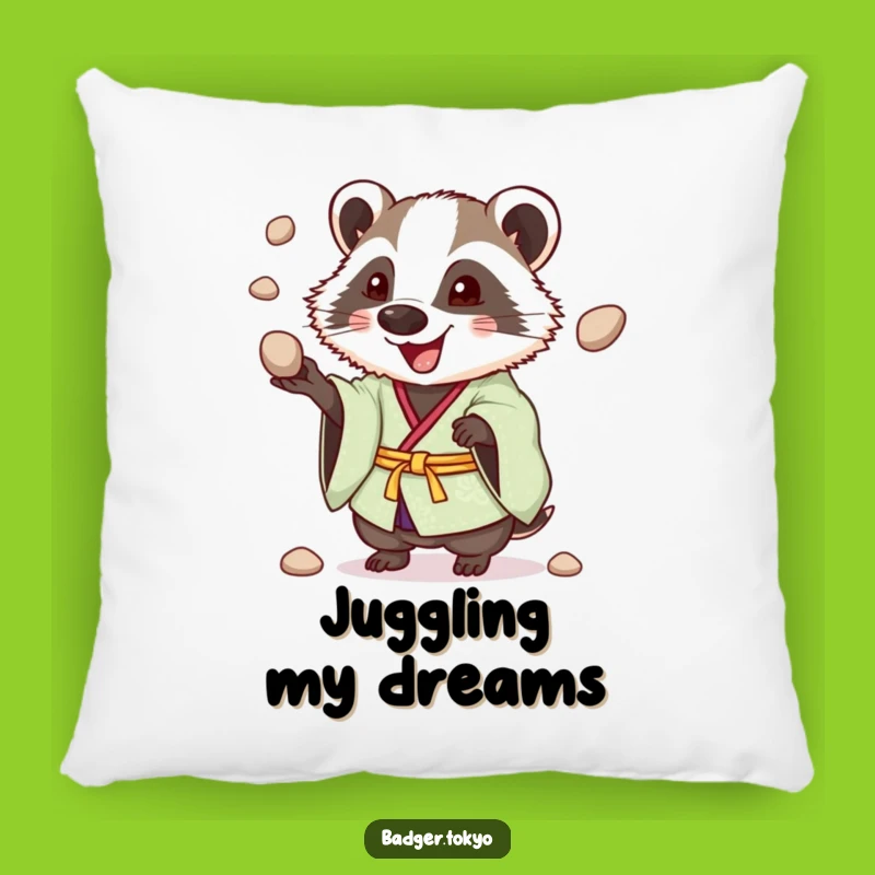 Funny Juggling Badger Kimono Pillow: Cheerful Comfort, Playful Accent, Funny Gift