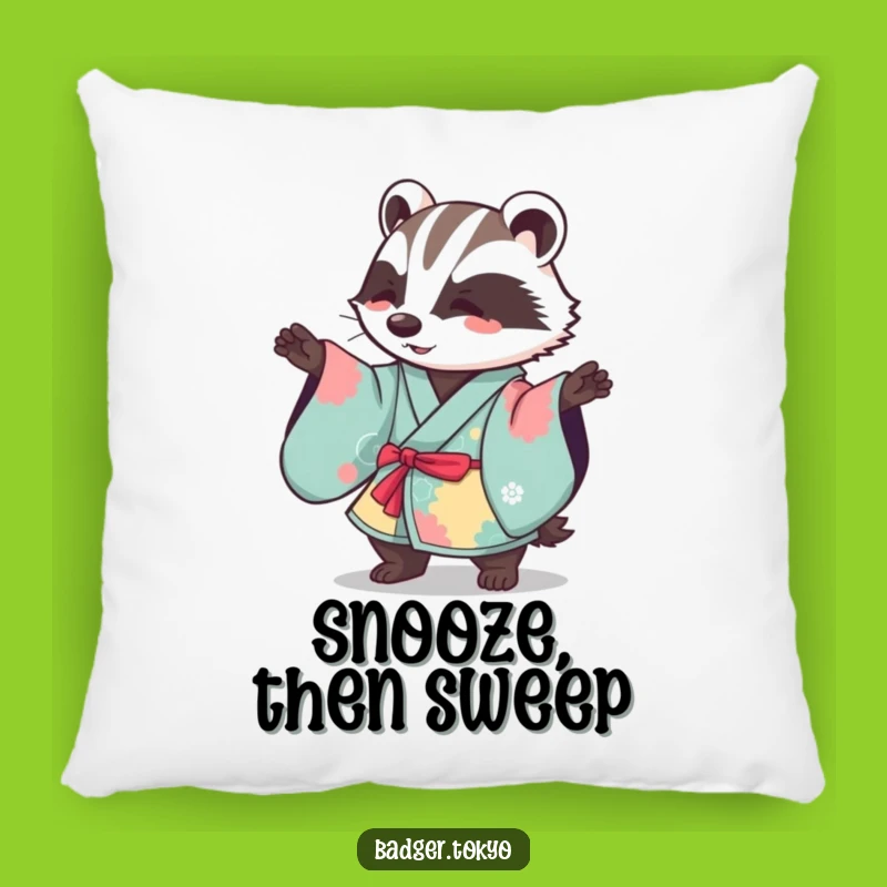 Funny Kawaii Badger Kimono Sweep Pillow - Cozy Graceful Cushion Gift