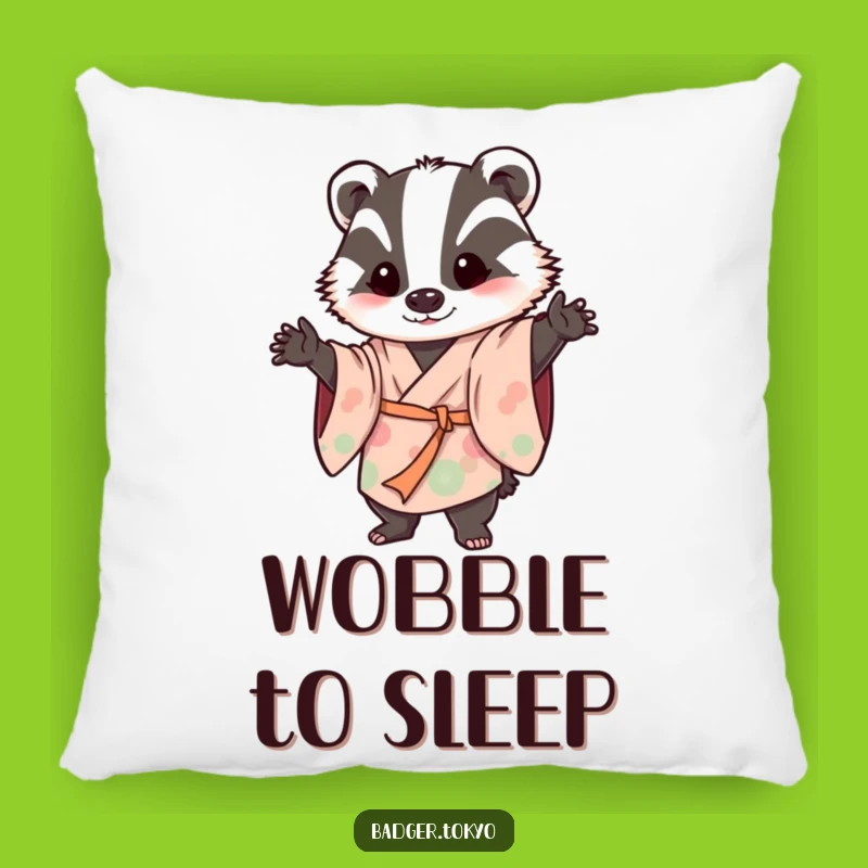 Funny Accent Pillow: Wobbly Badger Kimono - Cozy & Playful