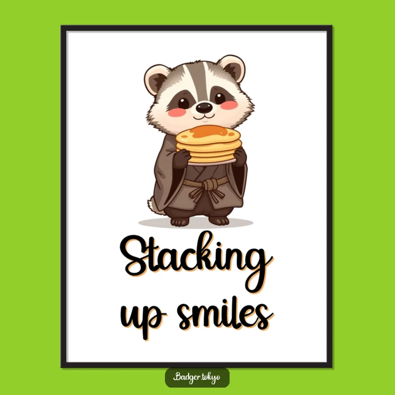 Funny Kawaii Badger Pancake Digital Art - Proud Balance Download