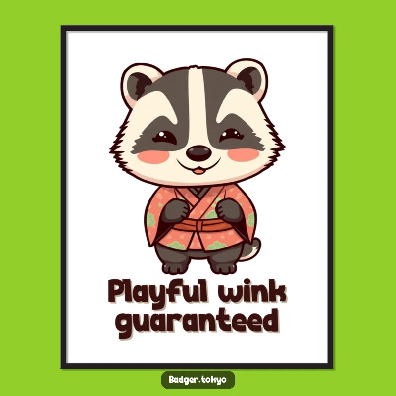 Funny Kawaii Badger Wink Digital Art - Playful Mischief Download