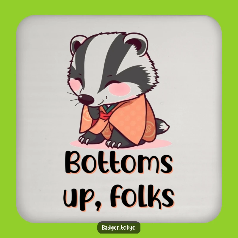 Funny Badger Bowing Kimono Coaster - Polite Table Art, Ideal Funny Gift