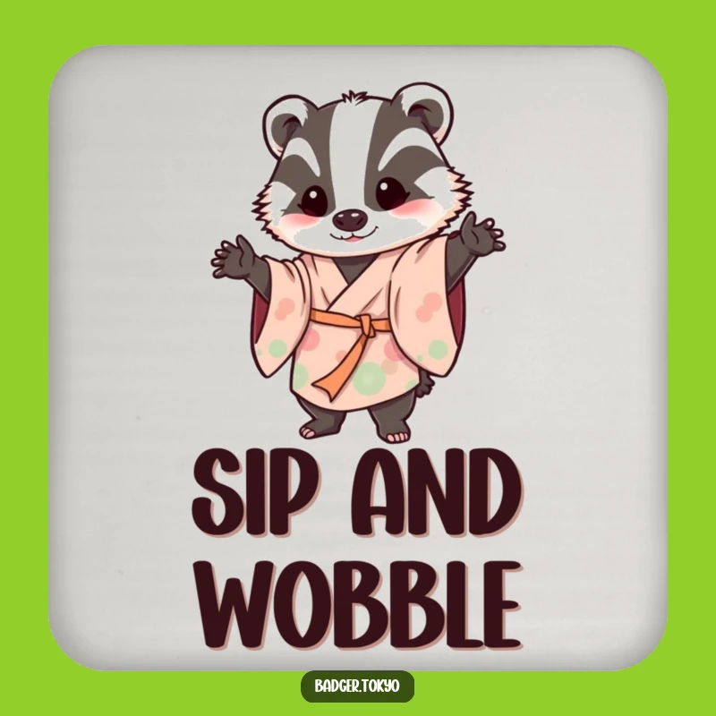 Funny Coaster Set: Wobbly Badger Kimono - Protect with Playfulness