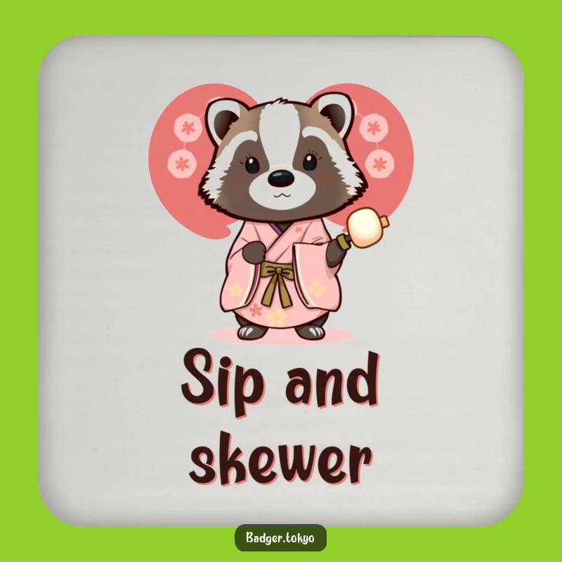 Funny Coaster Set: Badger Dango Kimono - Protect Surfaces Stylishly