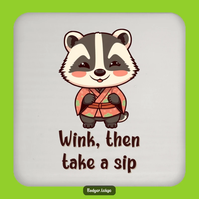 Funny Kawaii Badger Wink Coaster - Mischievous Drink Guard Gift