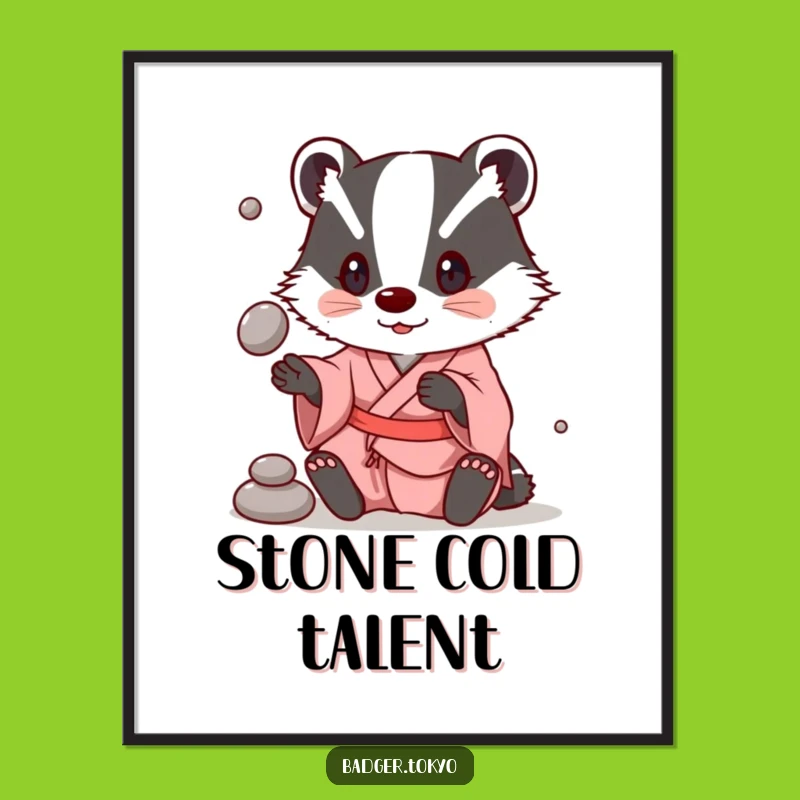 Funny Badger Juggling Kimono Poster - Playful Skill Art, Unique Funny Gift
