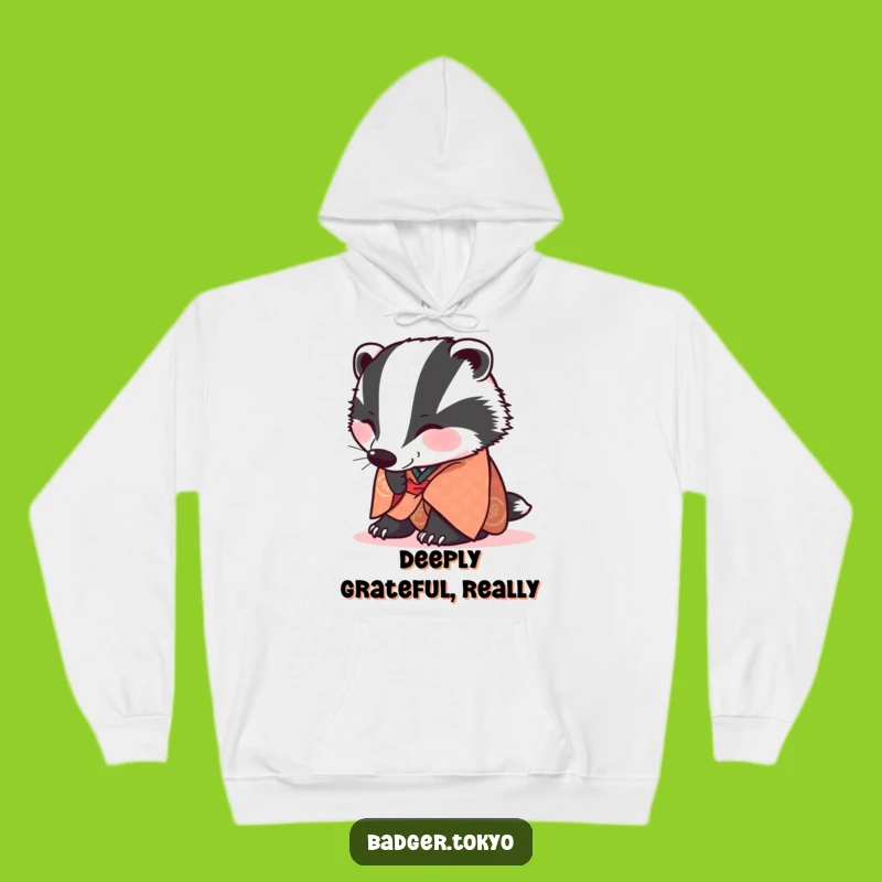 Funny Badger Bowing Kimono Hoodie - Cozy Politeness Wear, Perfect Funny Gift