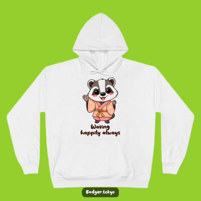 Funny Happy Badger Kimono Hoodie: Friendly Comfort, Cheerful Warmth, Hilarious Funny Gift