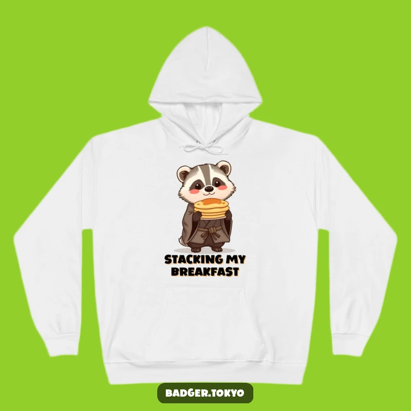 Funny Kawaii Badger Pancake Balance Hoodie - Cozy Rustic Badger Gift