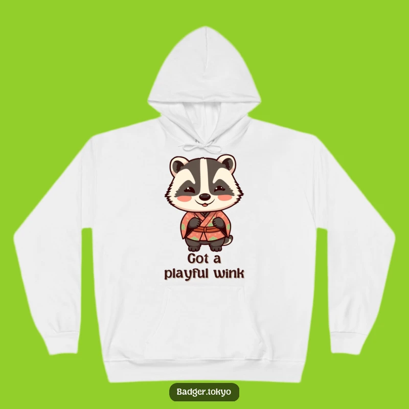 Funny Kawaii Badger Wink Hoodie - Cozy Mischievous Badger Gift