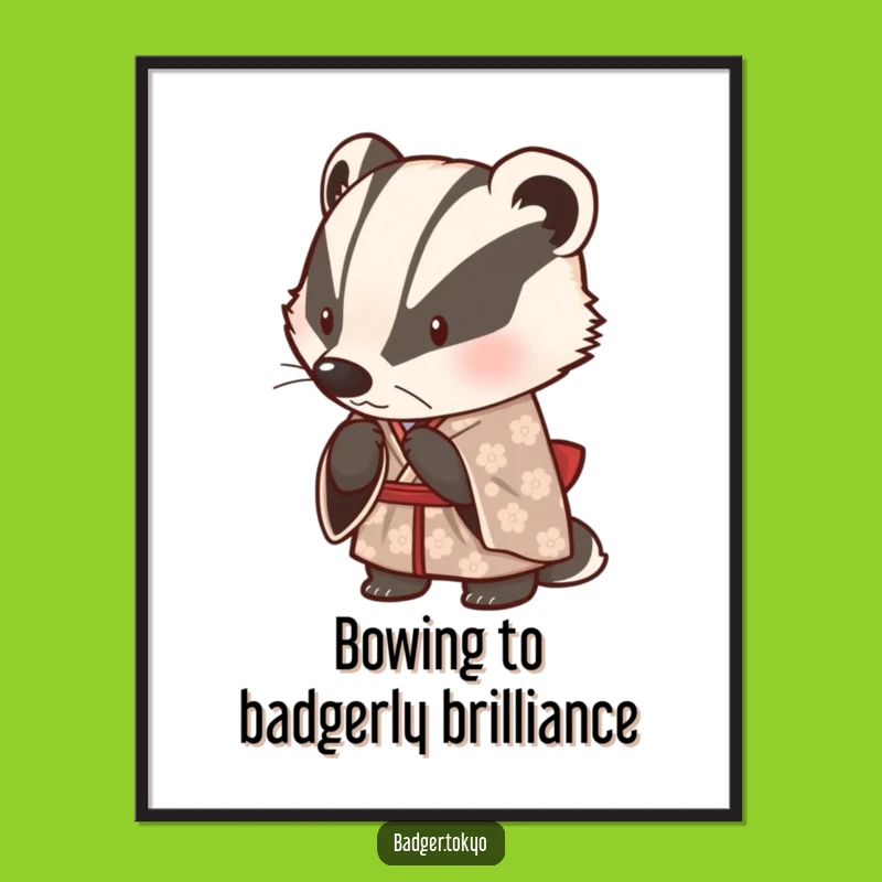 Free Printable Badger Wall Art: Cute Bowing Animal, Funny Downloadable Decor