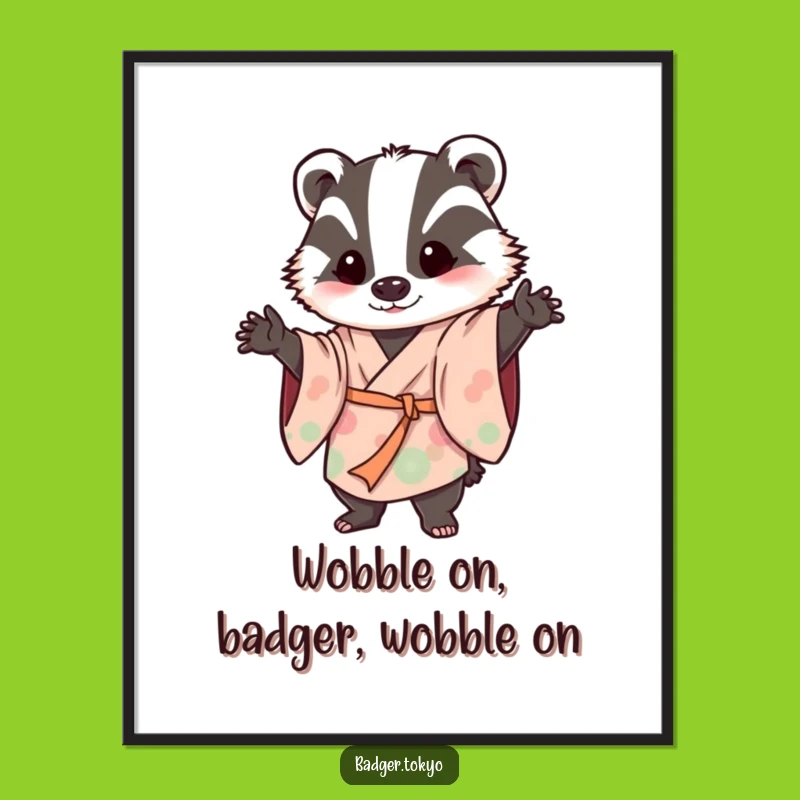 Free Printable Badger Wall Art: Wobbly Pose, Funny Downloadable Decor