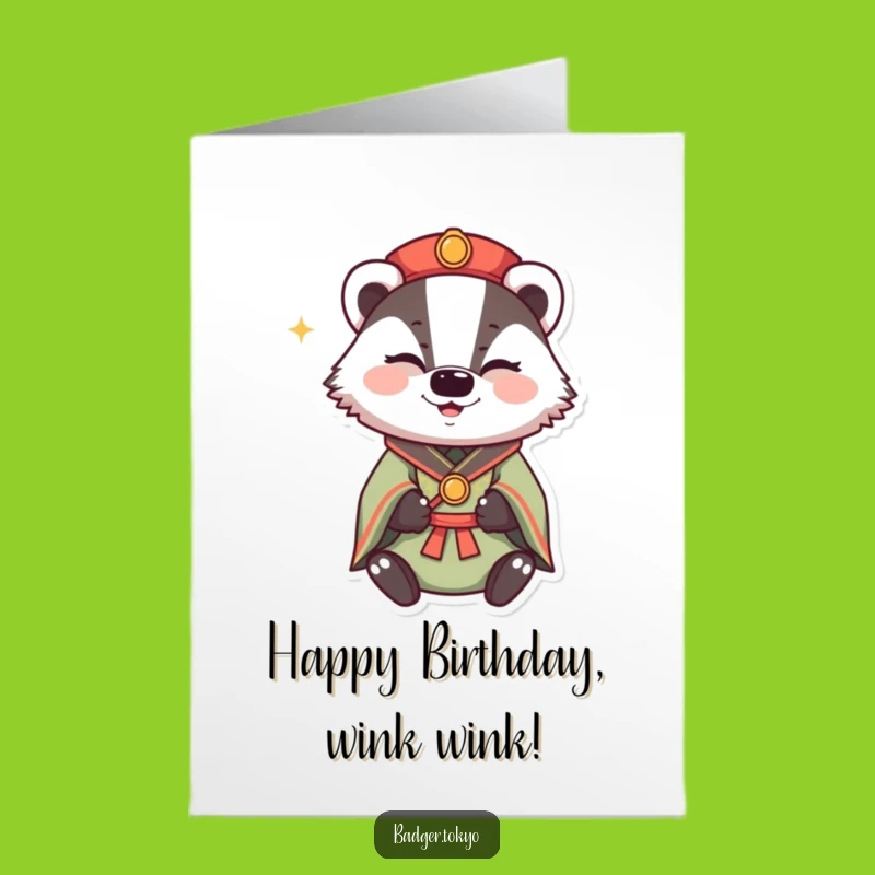 Funny Badger Birthday Card Free Printable: Winking Kimono Badger Surprise!