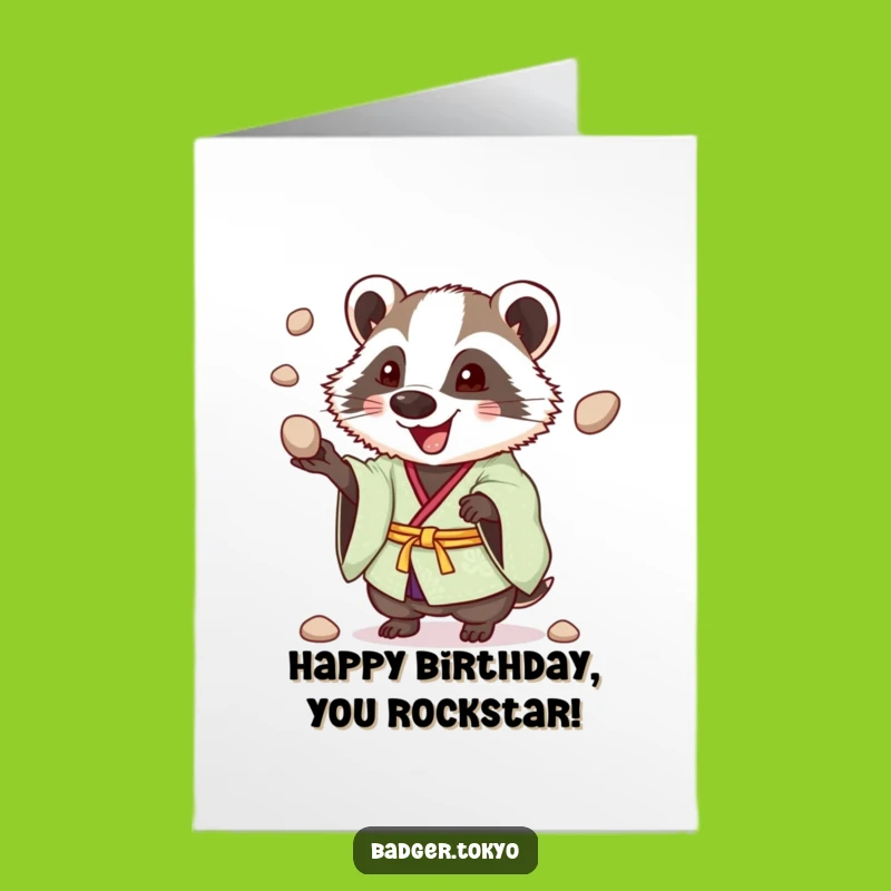 Funny Badger Birthday Card Free Printable: Juggling Kimono Badger Fun!