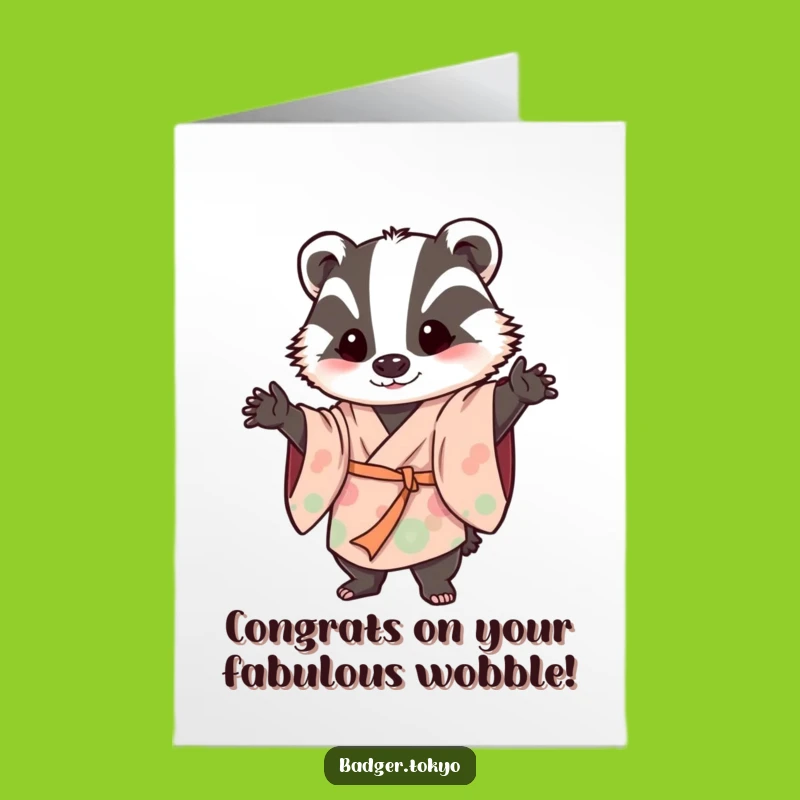 Free Printable Badger Congrats Card: Wobbly Victory, Humorous Downloadable Gift