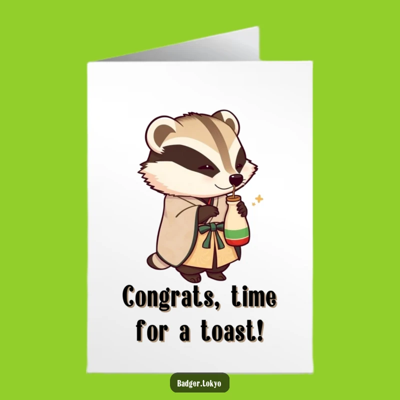 Free Printable Badger Congrats Card: Sake Celebration, Humorous Downloadable Gift