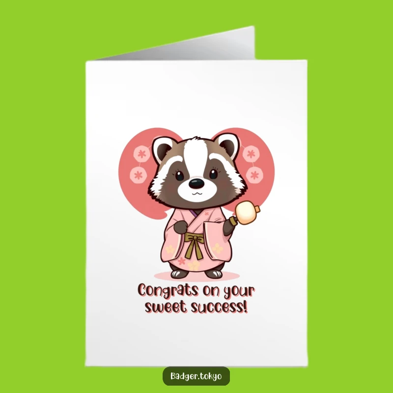 Free Printable Badger Congrats Card: Dango Celebration, Humorous Downloadable Gift