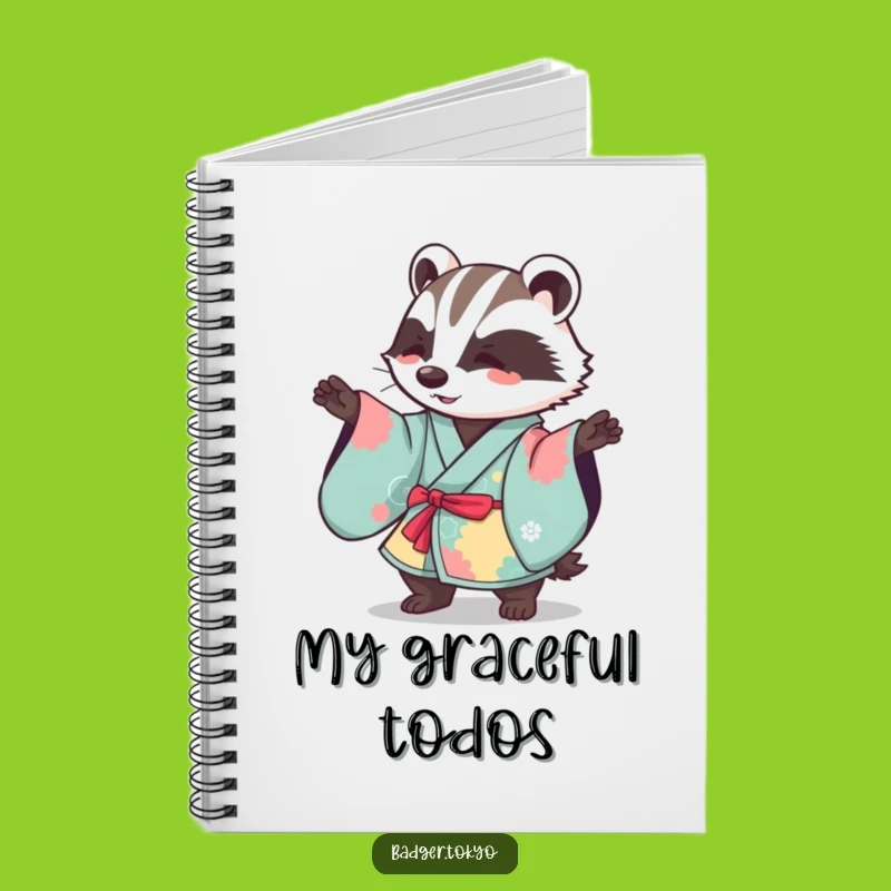 Funny Kawaii Badger Kimono Sweep Notebook - Graceful Journaling Gift