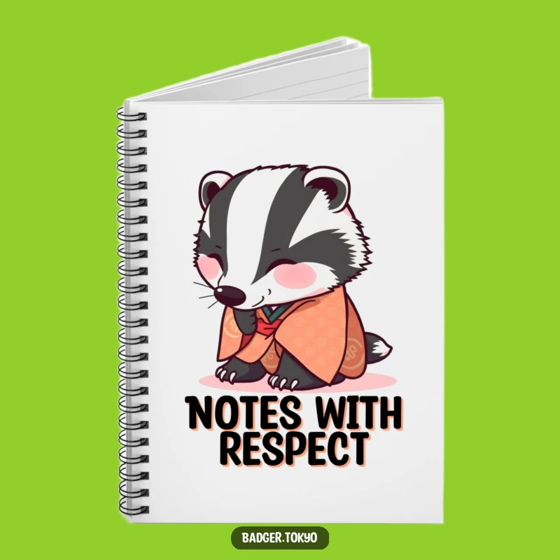 Funny Badger Bowing Kimono Notebook - Journal Polite Thoughts, Perfect Funny Gift