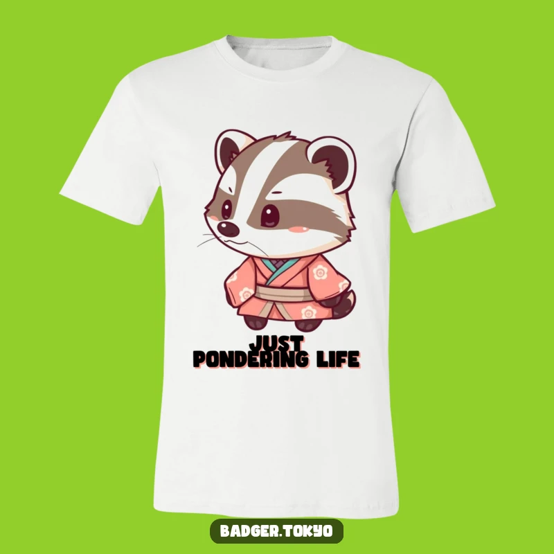 Funny Badger Kimono T-Shirt: Kawaii Badger, Inquisitive Look, Awesome Funny Gift