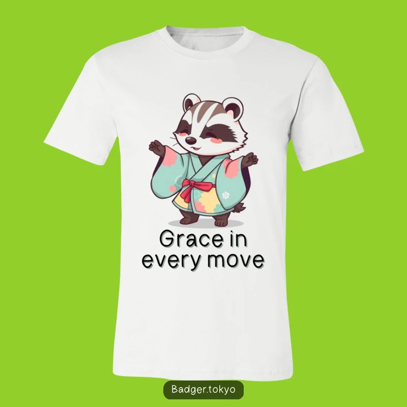 Funny Kawaii Badger Kimono Sweep T-Shirt - Graceful Action Tee
