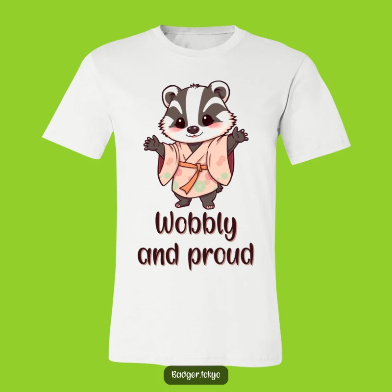 Funny Wobbly Badger Kimono T-Shirt - Playful & Lively Design