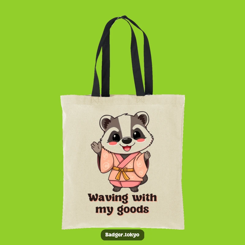Funny Happy Badger Kimono Tote Bag: Friendly Style, Cheerful Carry, Handy Funny Gift