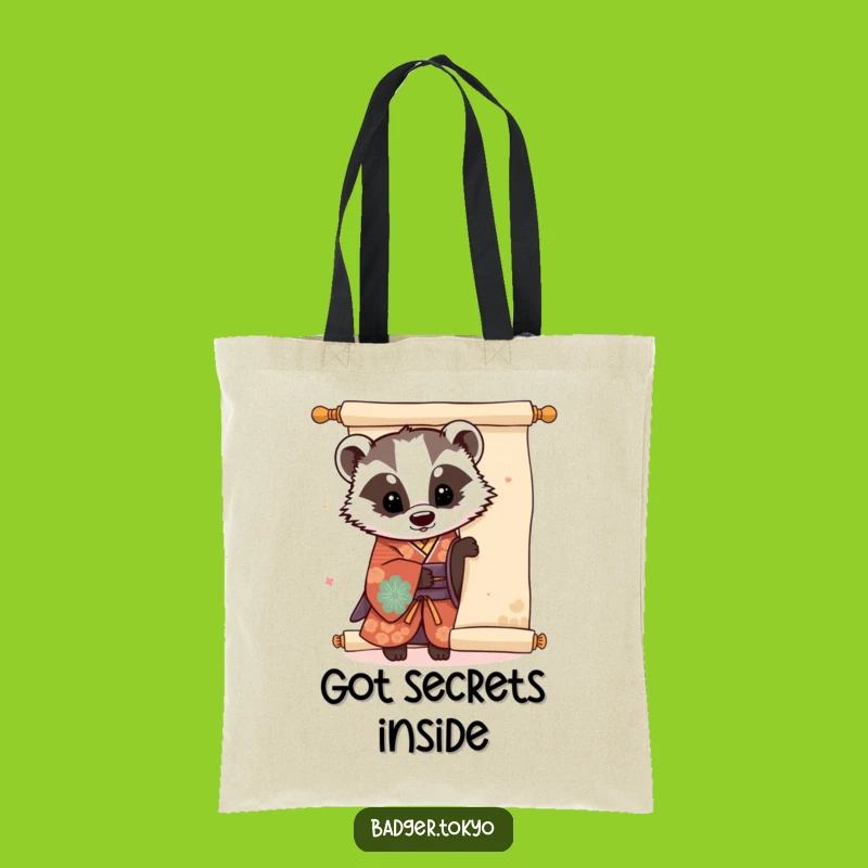 Funny Kawaii Badger Kimono Tote Bag - Playful Scroll Accessory Gift