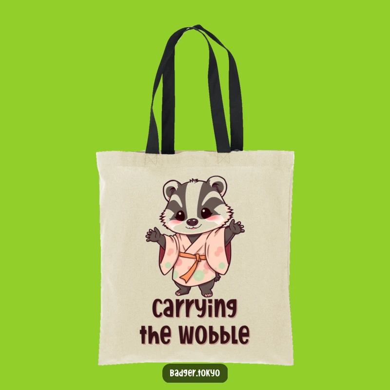 Funny Wobbly Badger Kimono Tote Bag - Carry Your Playfulness